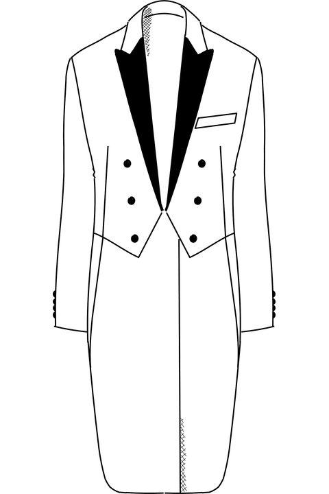 White-tie and black trousers, white waistcoat
